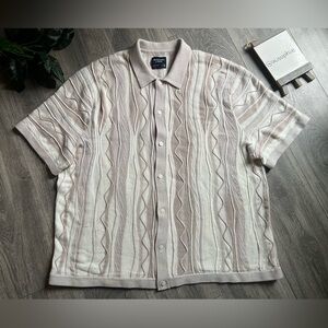 Abercrombie & Fitch Coogi Style 3D Knit Neutral Casual Button-Down Shirt Sz XXL
